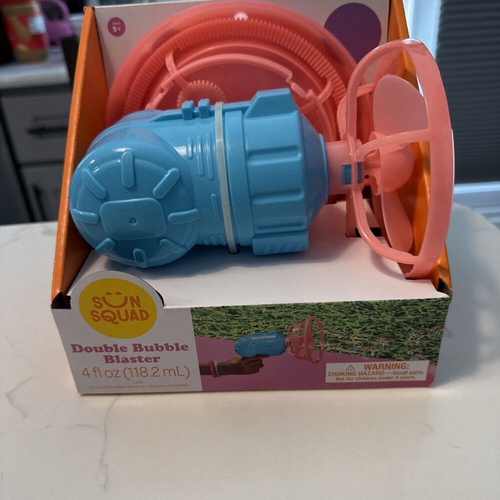 Sun Squad Double Bubble Blaster 4 fl oz Battery Operated Bubble Toy